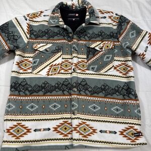 Canada Weather Gear Sherpa Lined Hoodie Jacket Full Zip Womens L Native Aztec